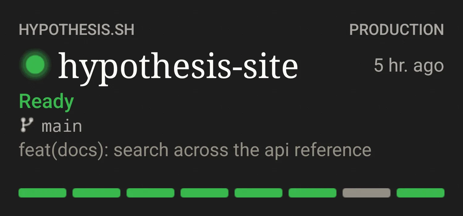 Home screen widget showing a project's production status
